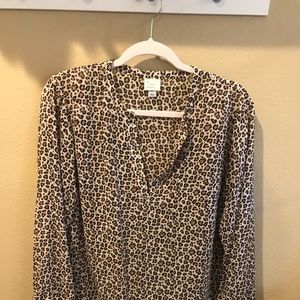 Leopard Split Neck Blouse